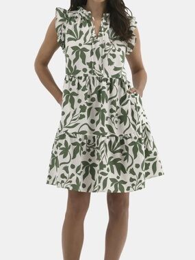 Time and Tru Women's Cotton Mini Dress with Flutter Sleeves, Sizes XS (0-2)